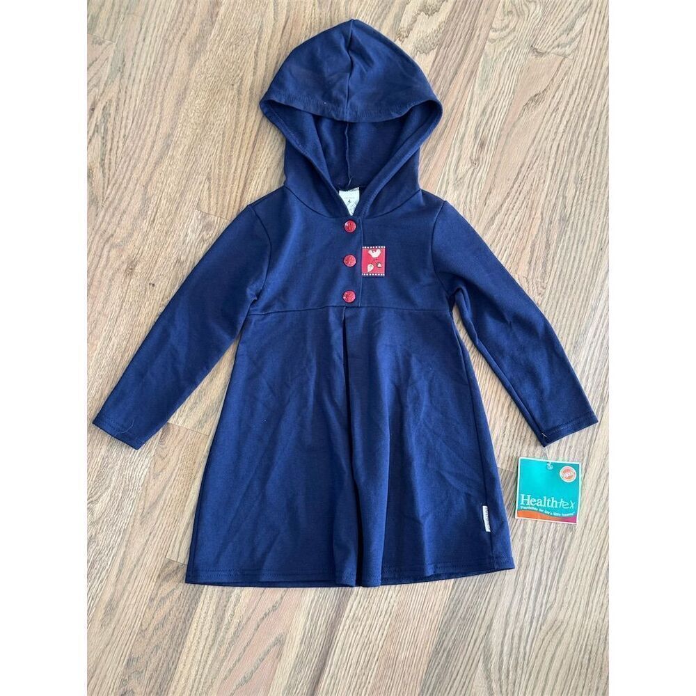 Vintage Healthtex Girls' Hooded Dress Coat Blue Size 4 Mid-Length